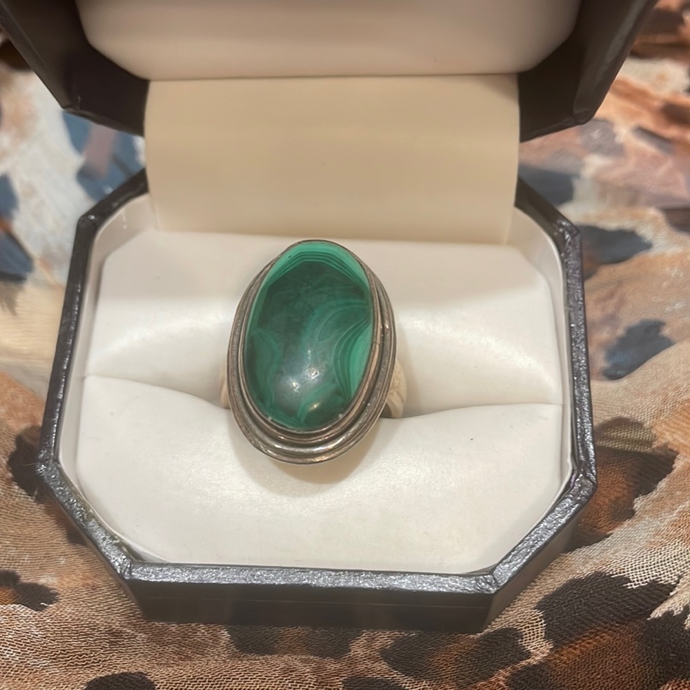 Malachite sterling silver ring